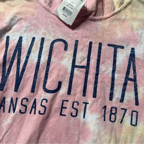 Fruit of the Loom Wichita Kansas Tie Dye Hooded Long Sleeve Shirt - Picture 3 of 4